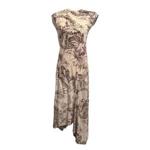 COS Cream and Brown Asymmetrical Dress